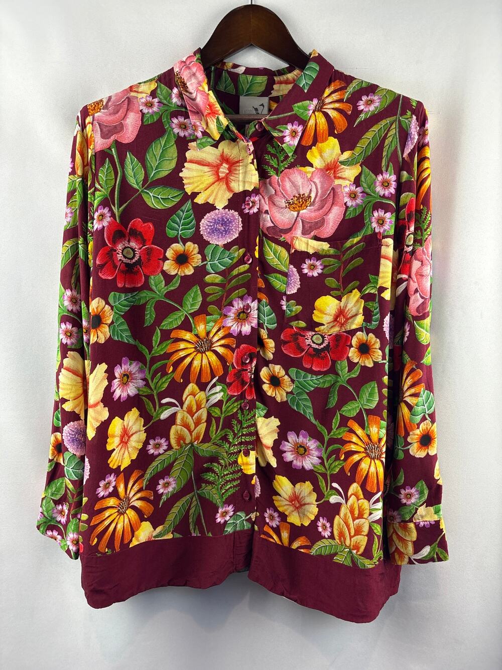 Women’s Von Landen Size 16/18 Burgundy Floral Button Up